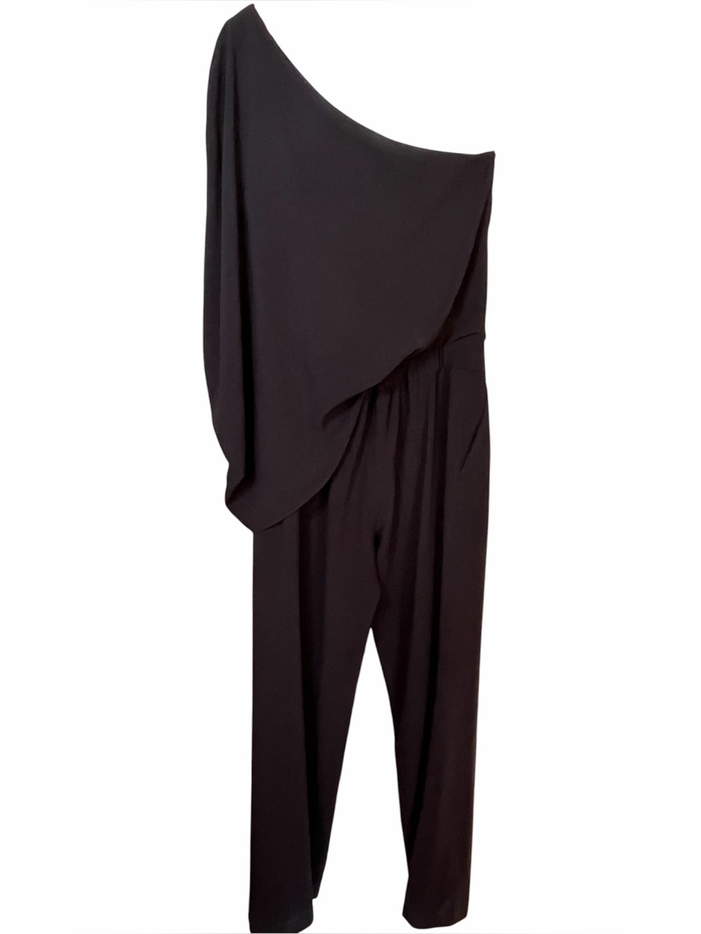 HALSTON Heritage Gia One-Shoulder Draped Tie Waist Wide-Leg Jumpsuit - Size 6